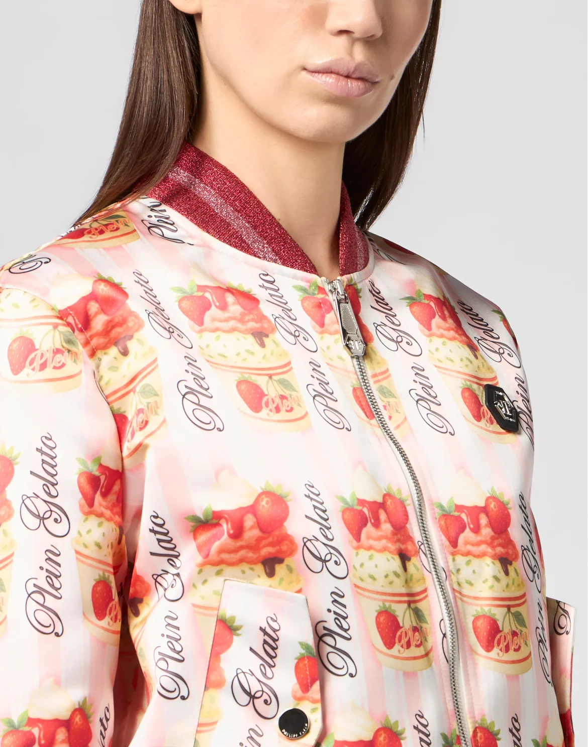 Satin Bomber Jacket Ice Cream, цвет: Розовый