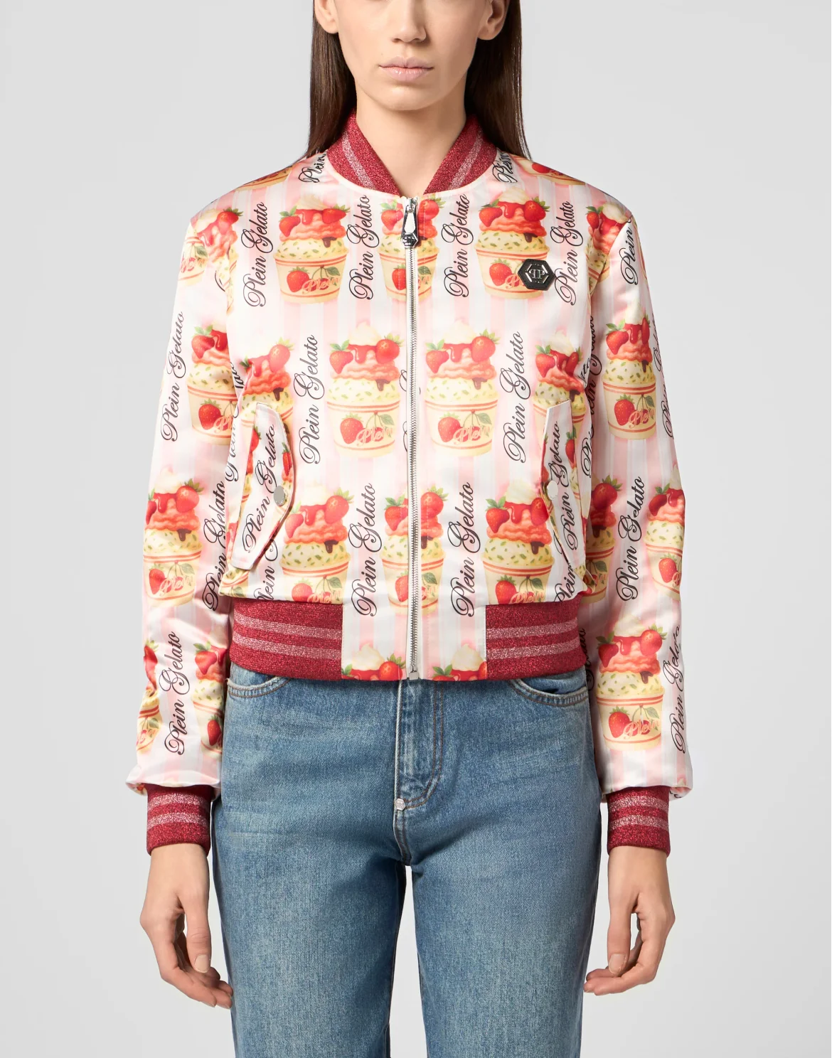 Satin Bomber Jacket Ice Cream, цвет: Розовый