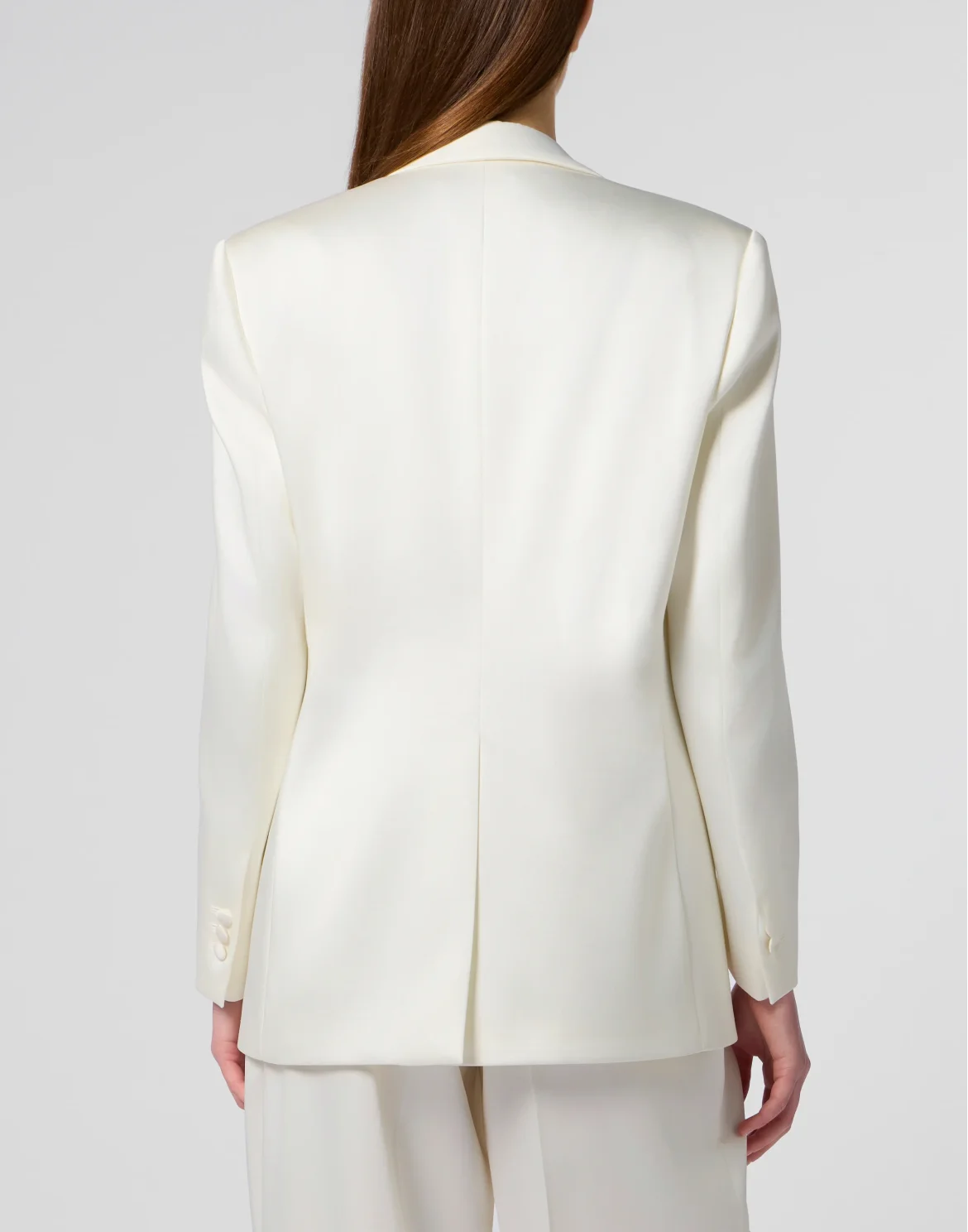 Double-Breasted Satin Blazer Roses, цвет: Белый