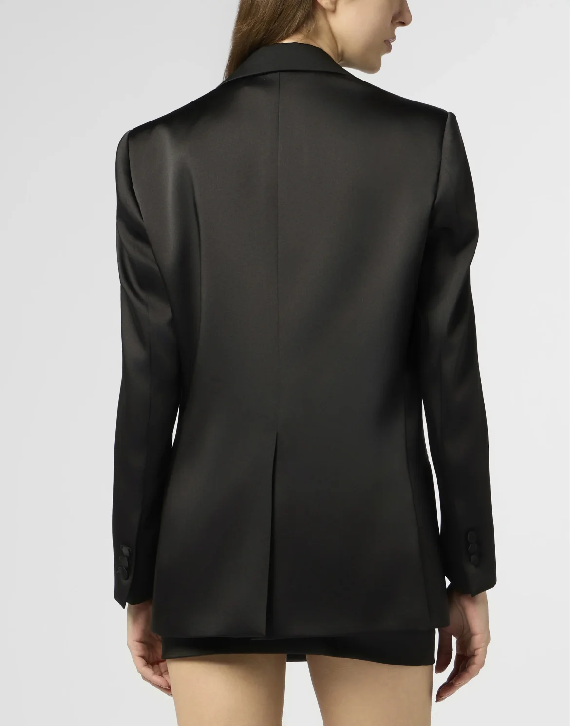 Double-Breasted Satin Blazer Roses, цвет: Черный