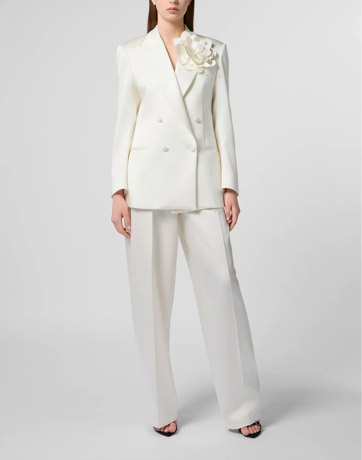 Satin Dame Fit Trousers, цвет: Белый