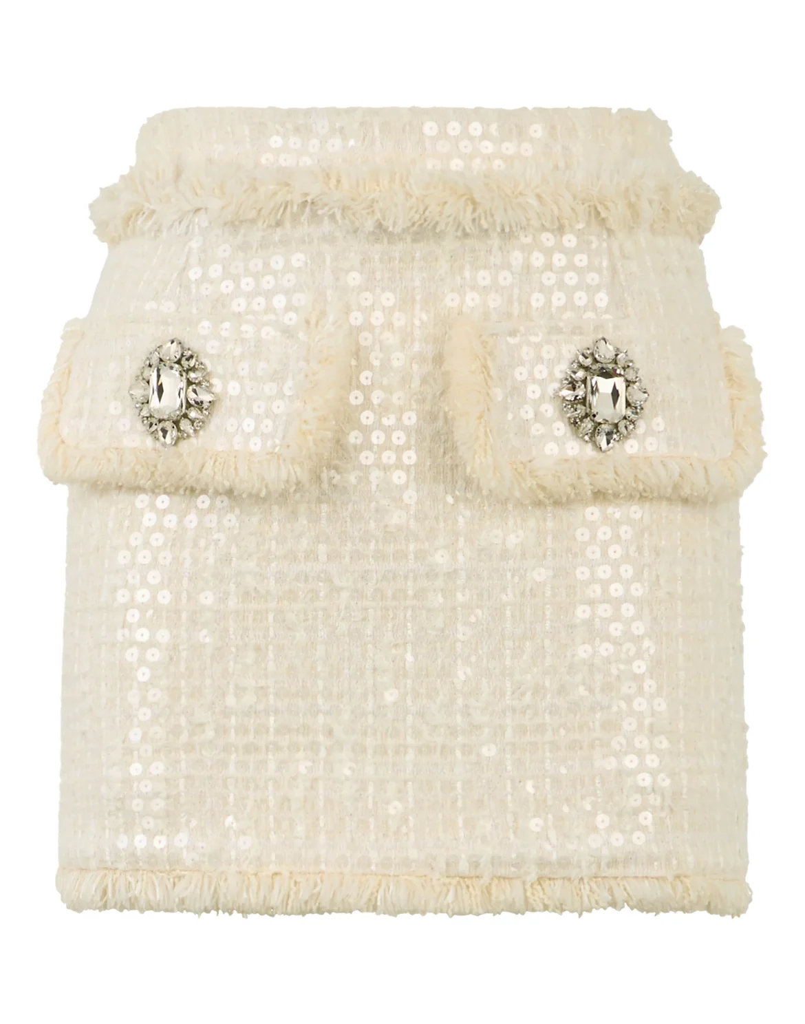 Tweed Mini Skirt Paillettes, цвет: Белый