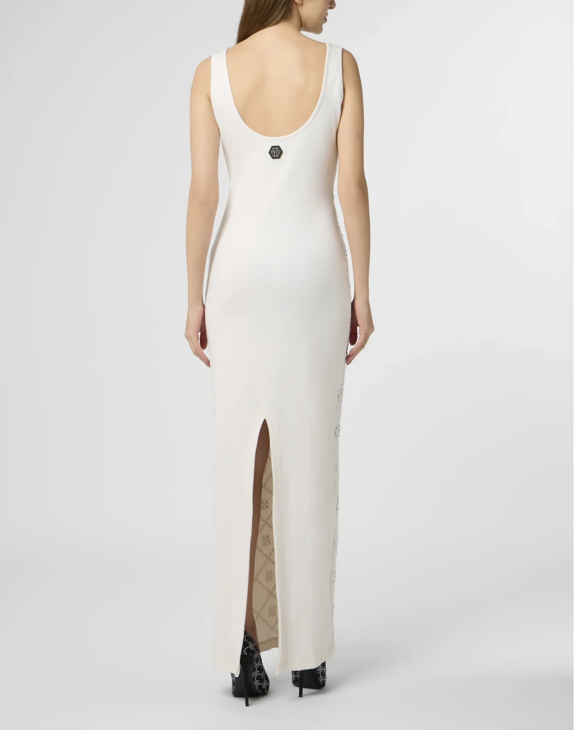 Long Tank Dress Rhomb Flowers Strass, цвет: Бежевый