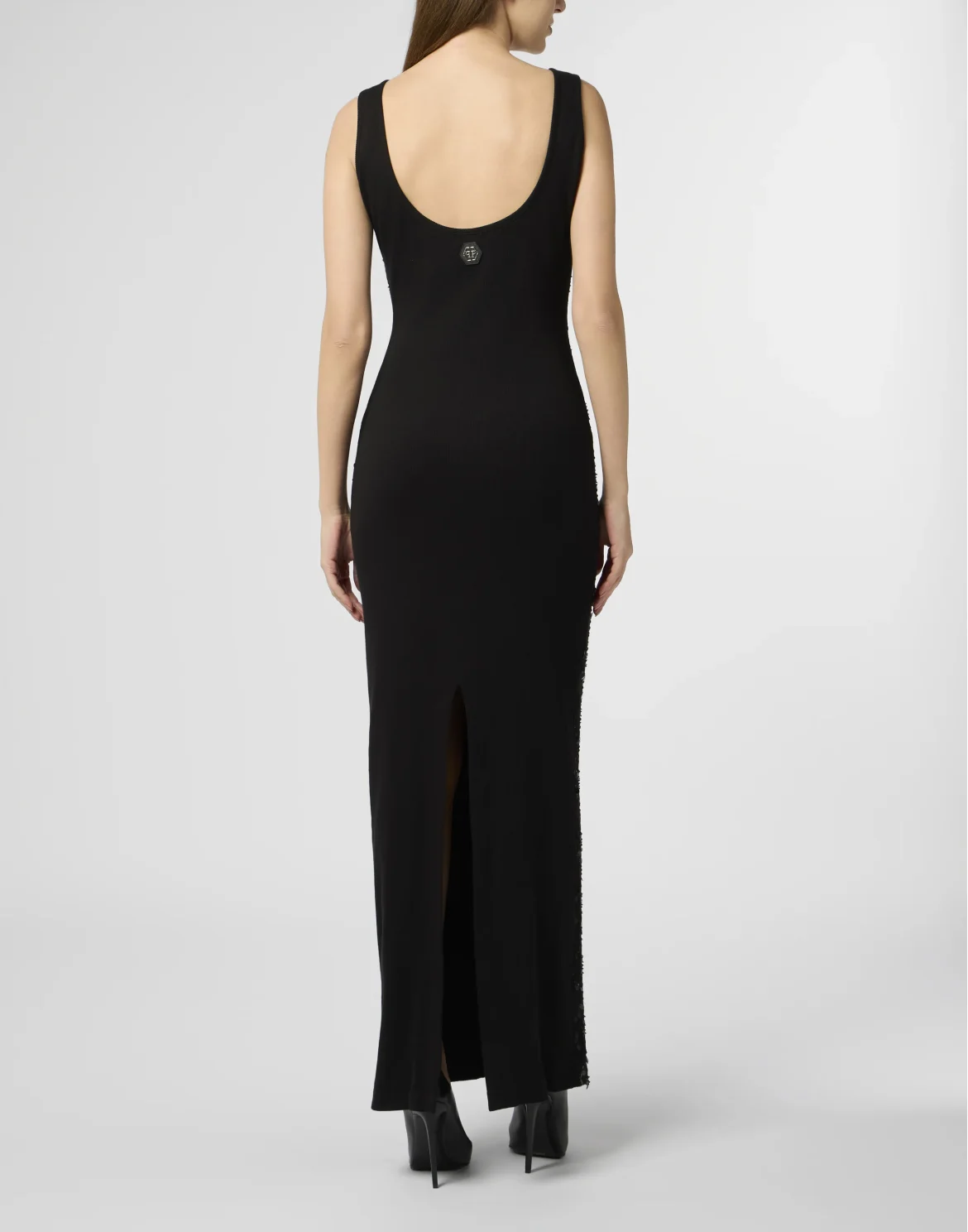 Long Tank Dress Rhomb Flowers Strass, цвет: Черный
