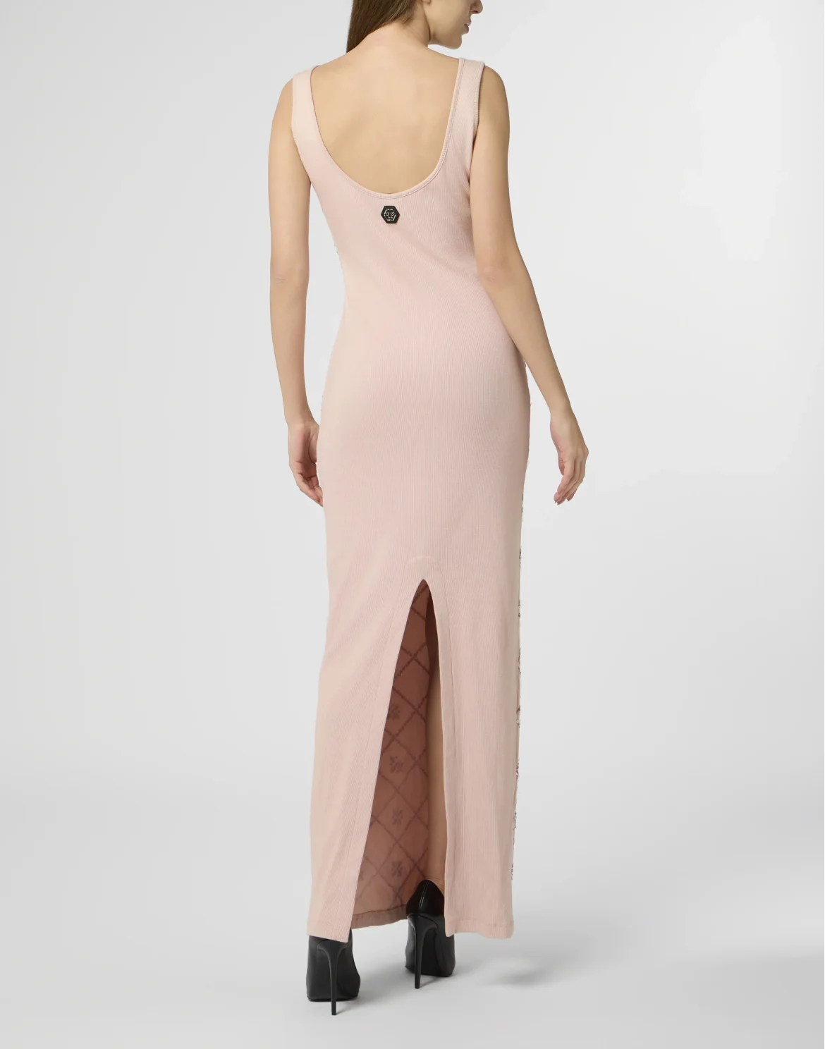 Long Tank Dress Rhomb Flowers Strass, цвет: Розовый