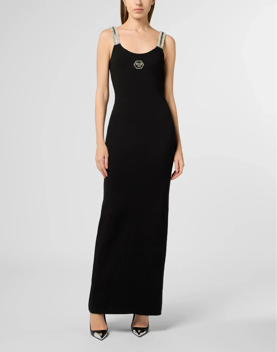 Long Tank Dress Strass Hexagon, цвет: Черный
