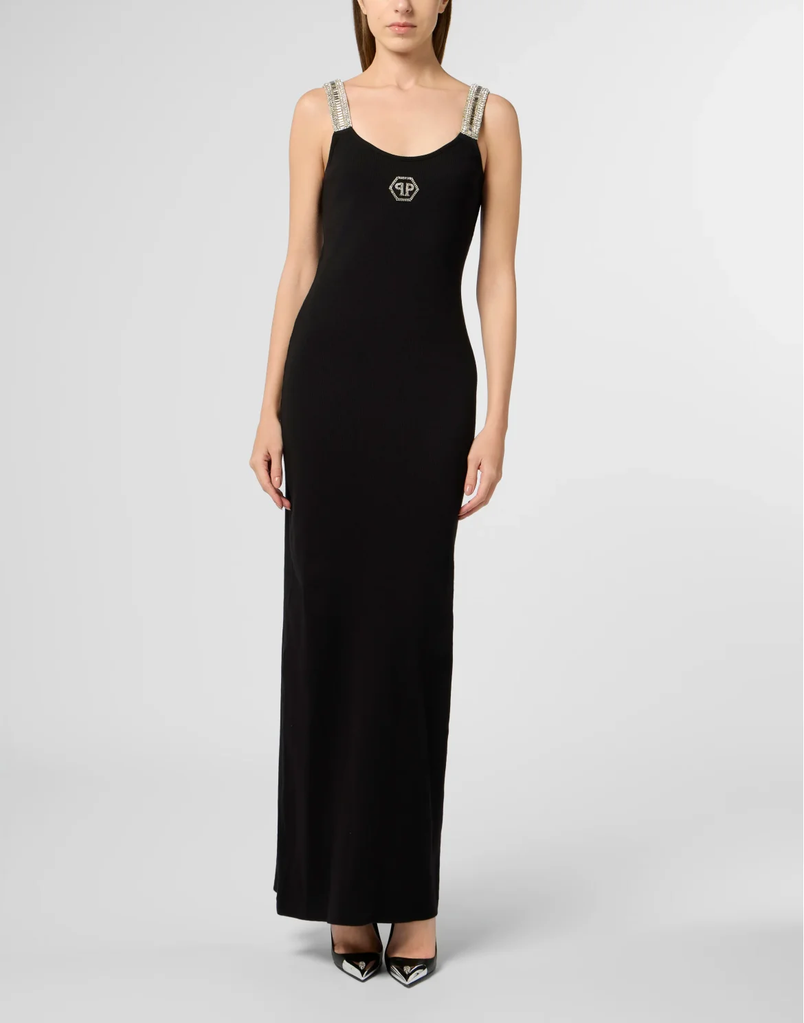Long Tank Dress Strass Hexagon, цвет: Черный