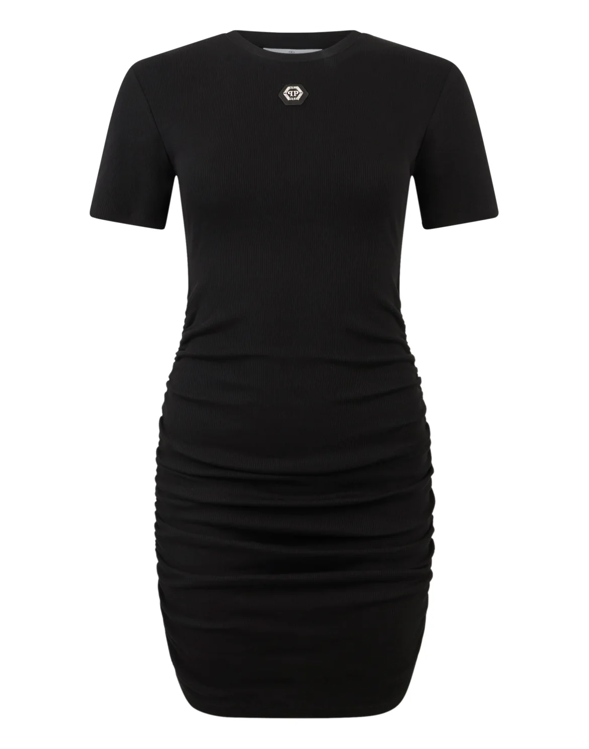 Open Back Mini T-Shirt Dress Signature Pendant Signature, цвет: Черный