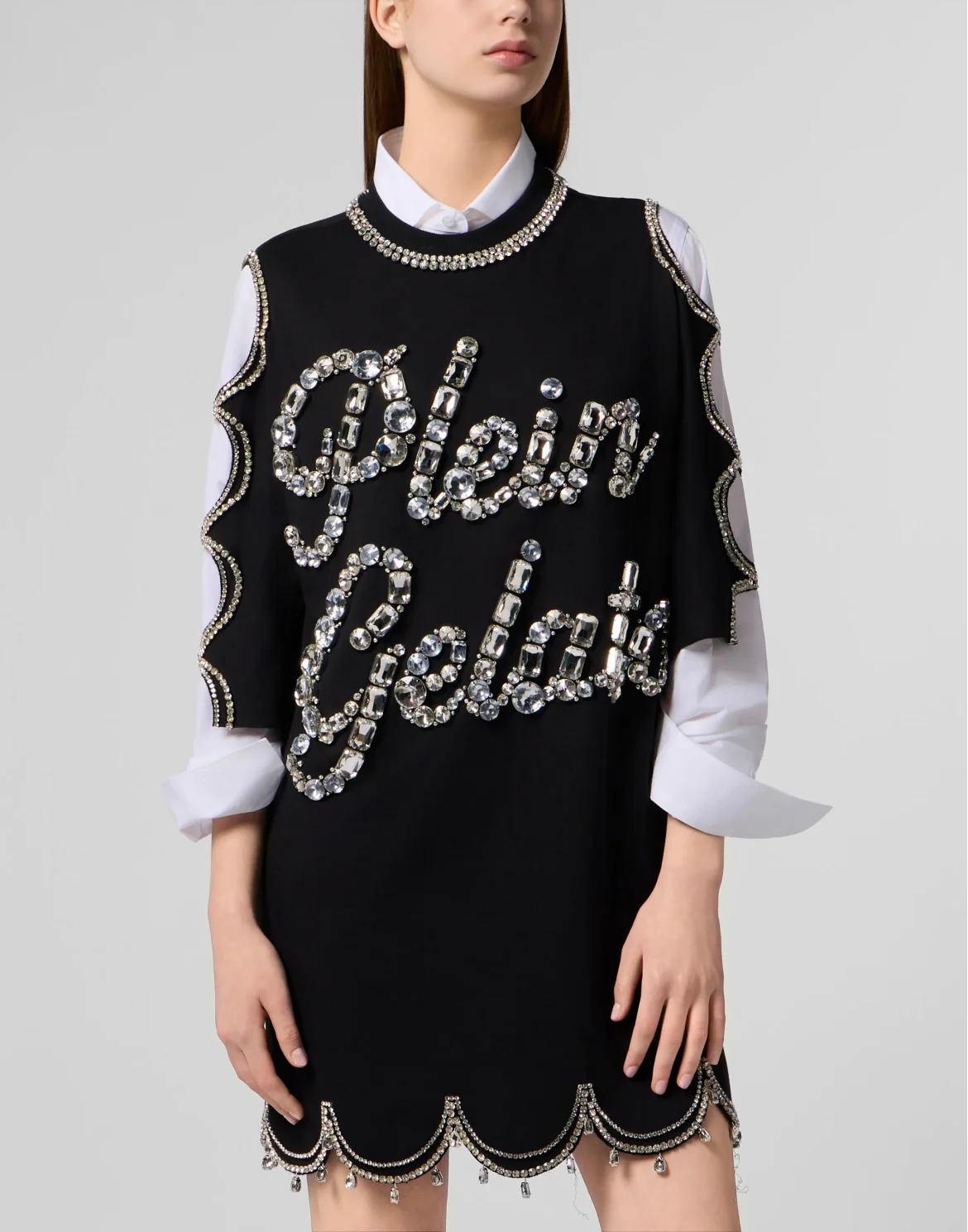 Mini T-Shirt Dress Crystal Waves, цвет: Черный