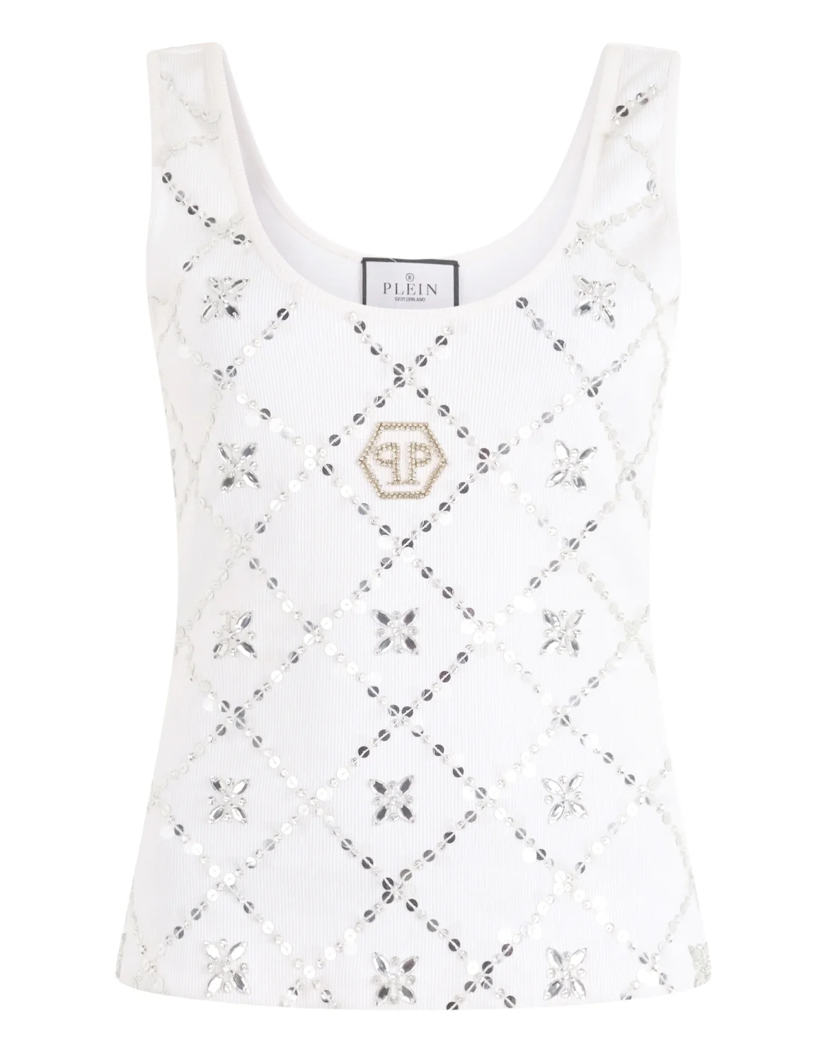 Tank Top Rhomb Flower Strass, цвет: Бежевый