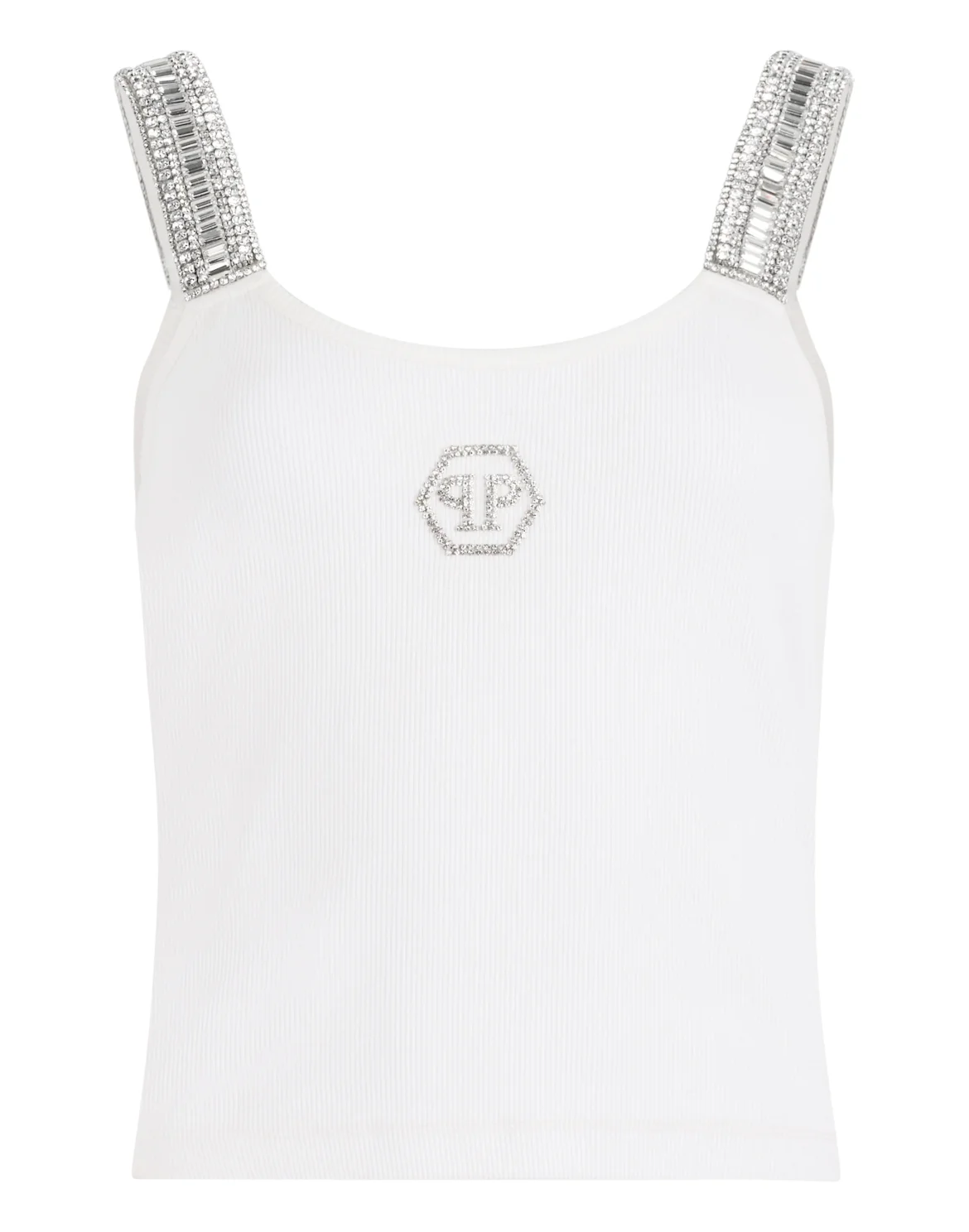 Rib Tank Top Strass Hexagon, цвет: Бежевый