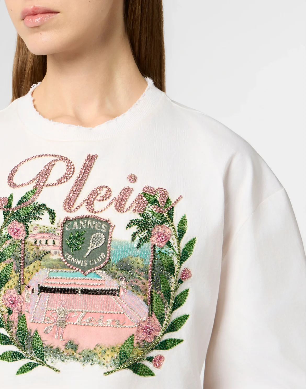 Cropped T-Shirt Cannes Tennis Club, цвет: Бежевый