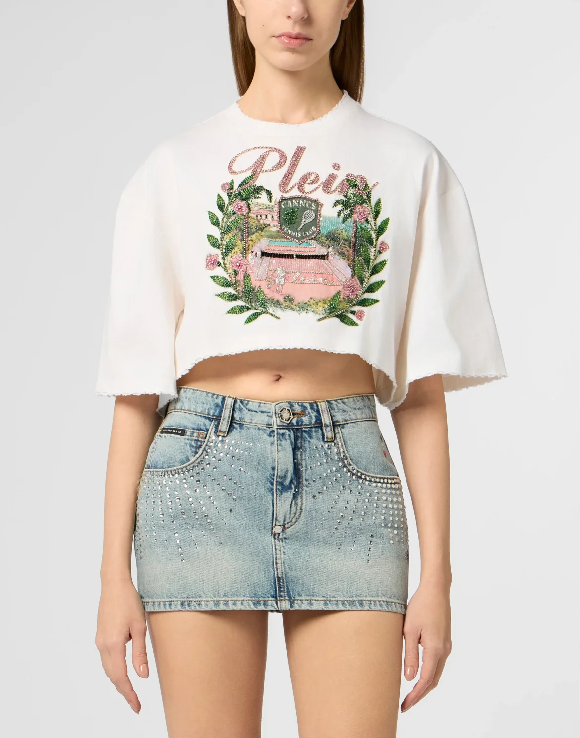 Cropped T-Shirt Cannes Tennis Club, цвет: Бежевый