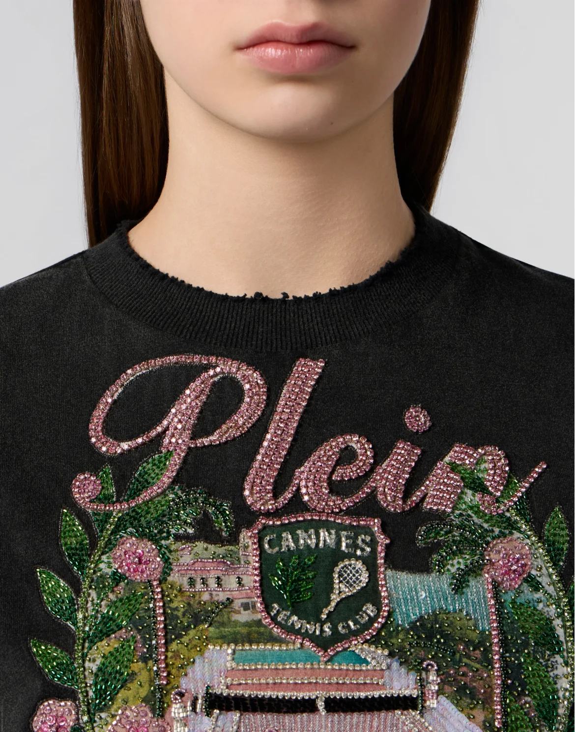 Cropped T-Shirt Cannes Tennis Club, цвет: Черный
