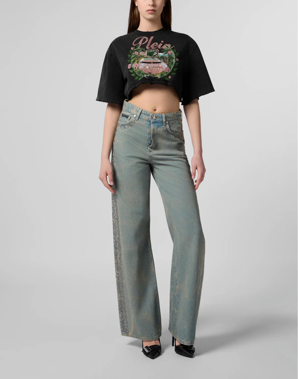 Cropped T-Shirt Cannes Tennis Club, цвет: Черный