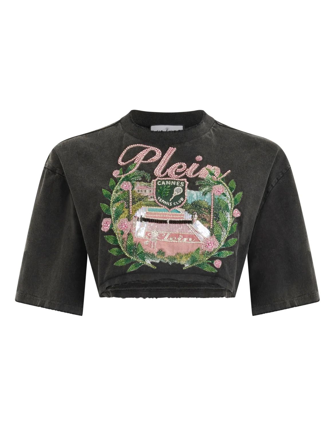 Cropped T-Shirt Cannes Tennis Club, цвет: Черный