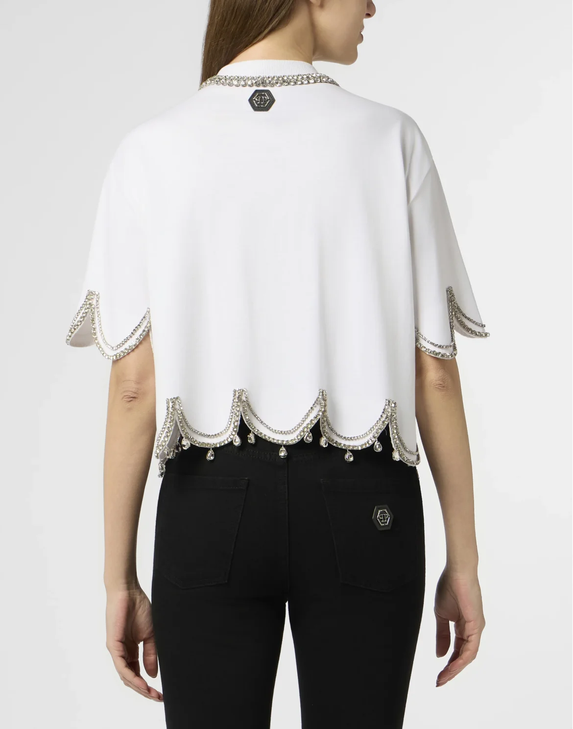 Cropped T-Shirt Crystal Waves, цвет: Белый