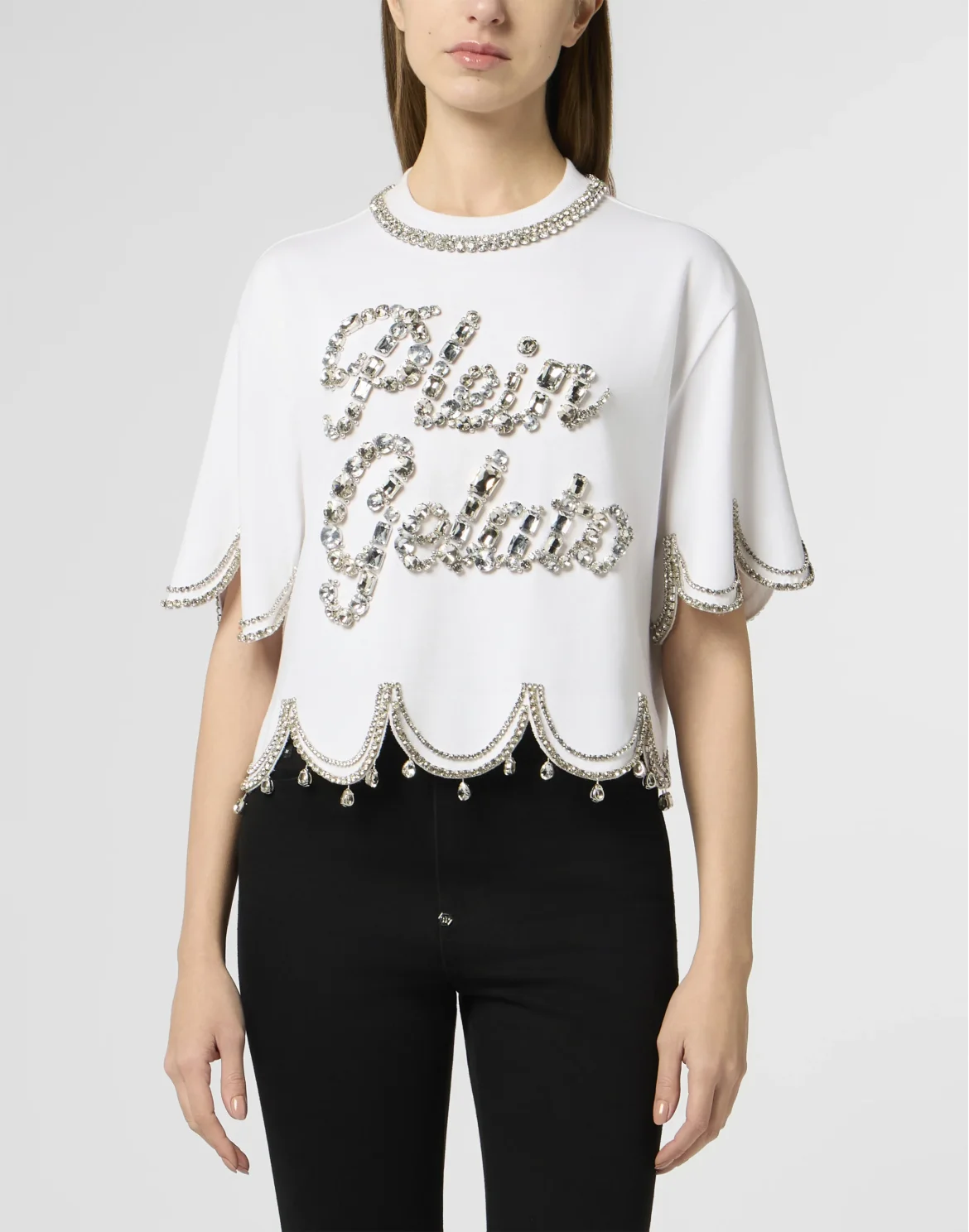 Cropped T-Shirt Crystal Waves, цвет: Белый