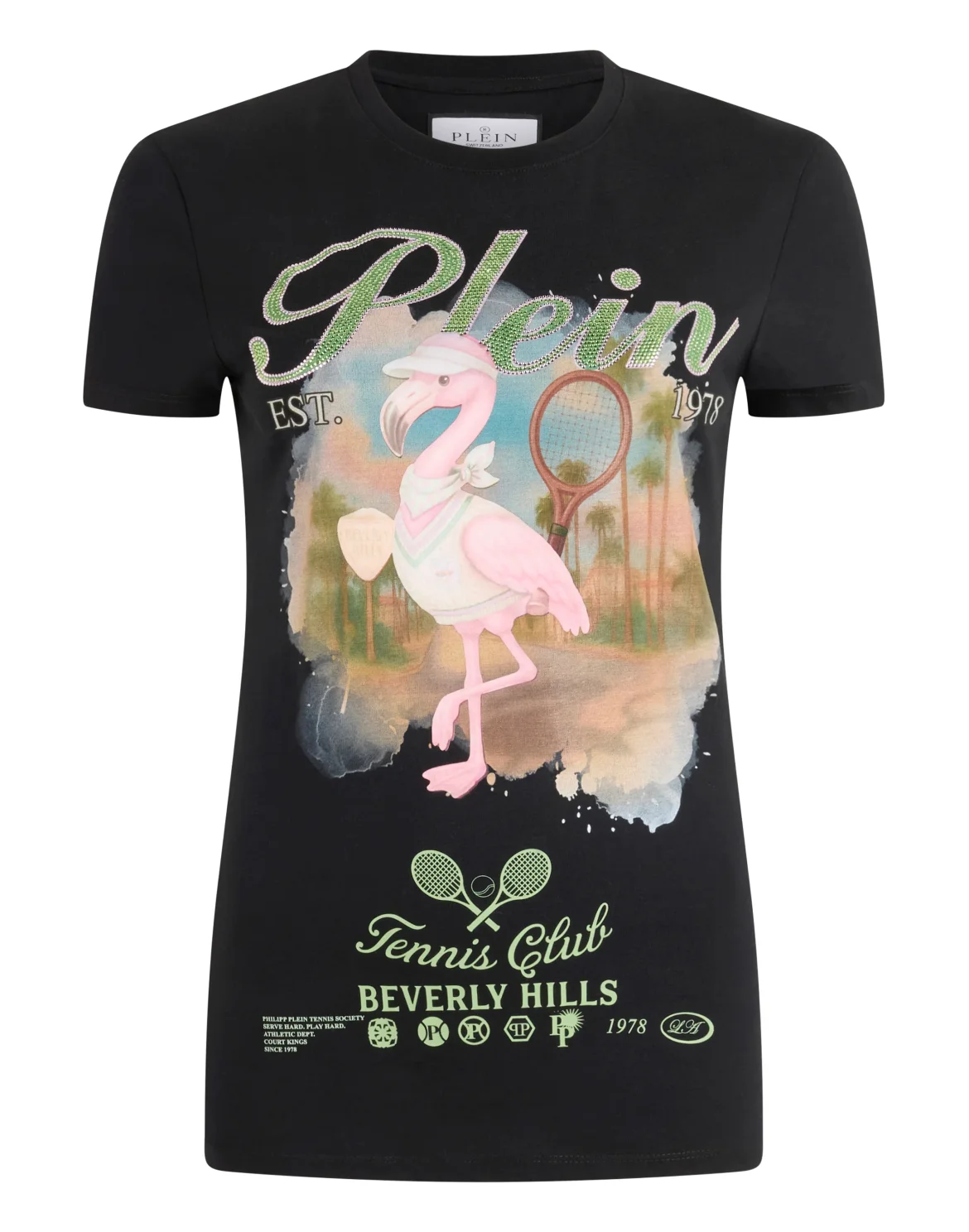 Sexy Pure Fit T-Shirt Tennis Club Strass, цвет: Черный