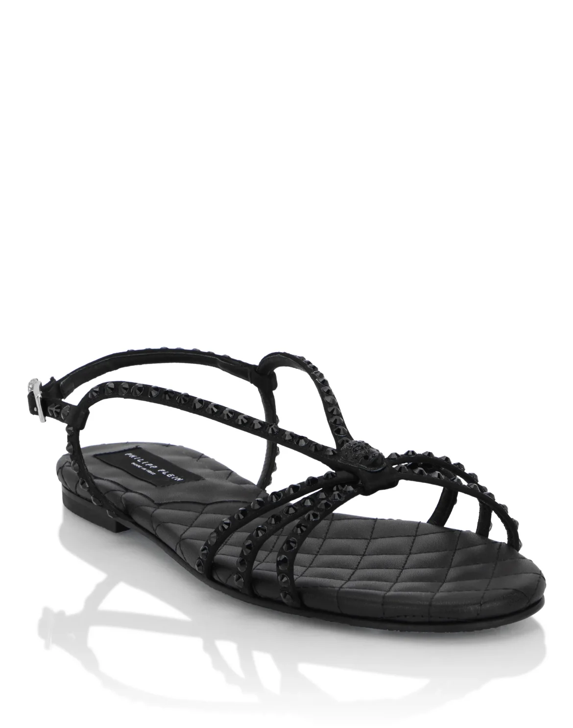 Satin Sandals Skull Strass, цвет: Черный