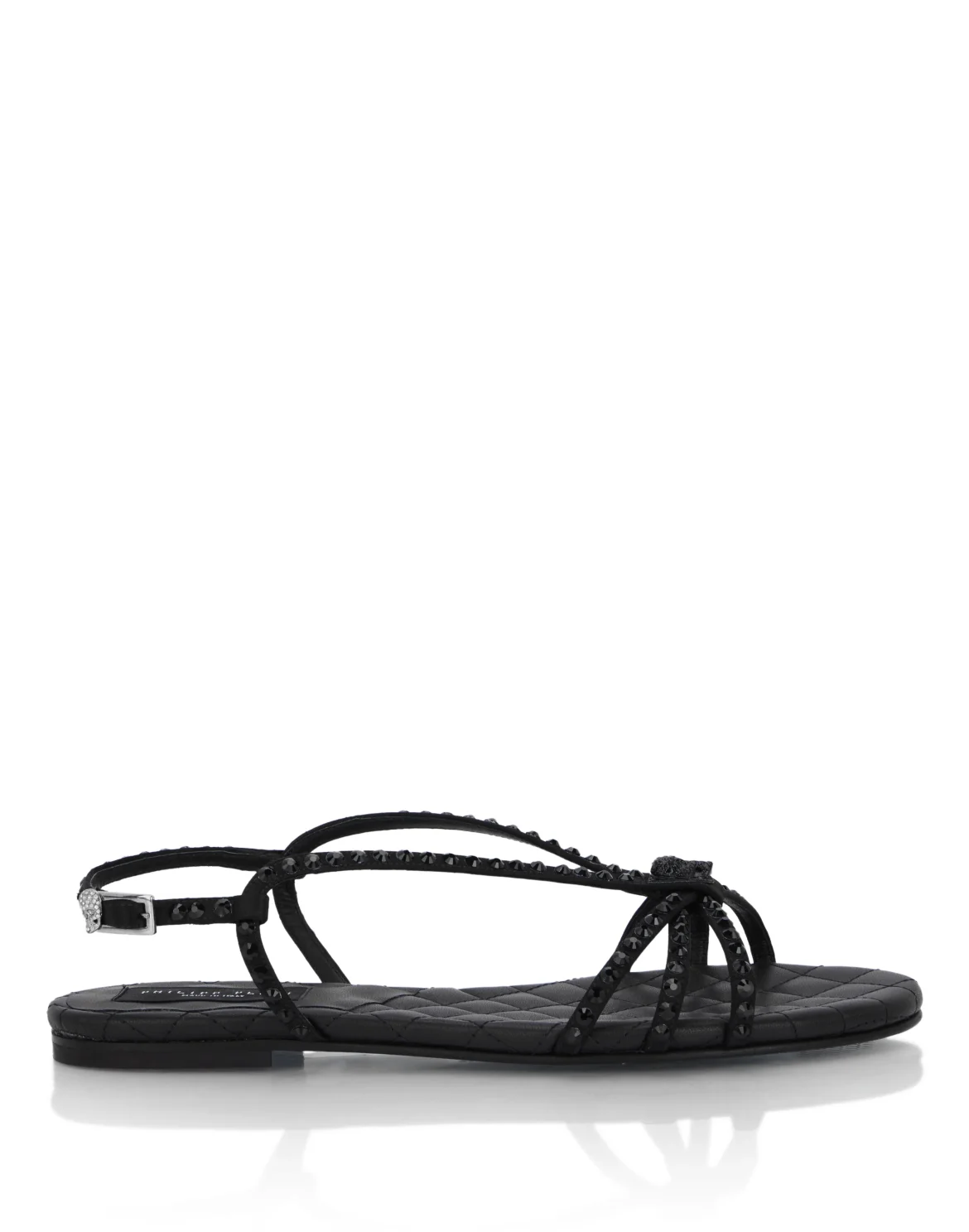 Satin Sandals Skull Strass, цвет: Черный