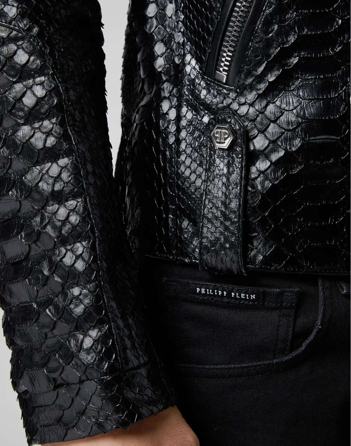 Leather Biker slim fit Luxury, цвет: Черный