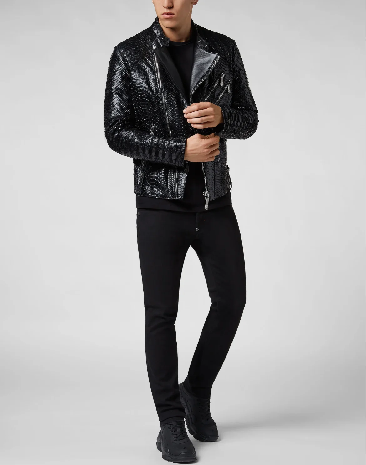Leather Biker slim fit Luxury, цвет: Черный