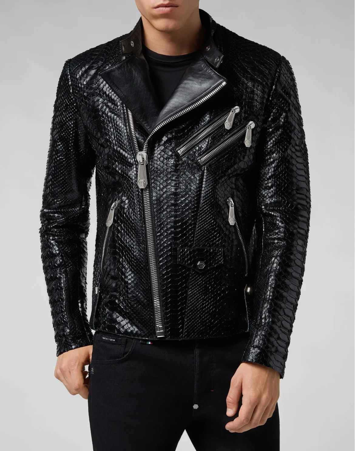 Leather Biker slim fit Luxury, цвет: Черный