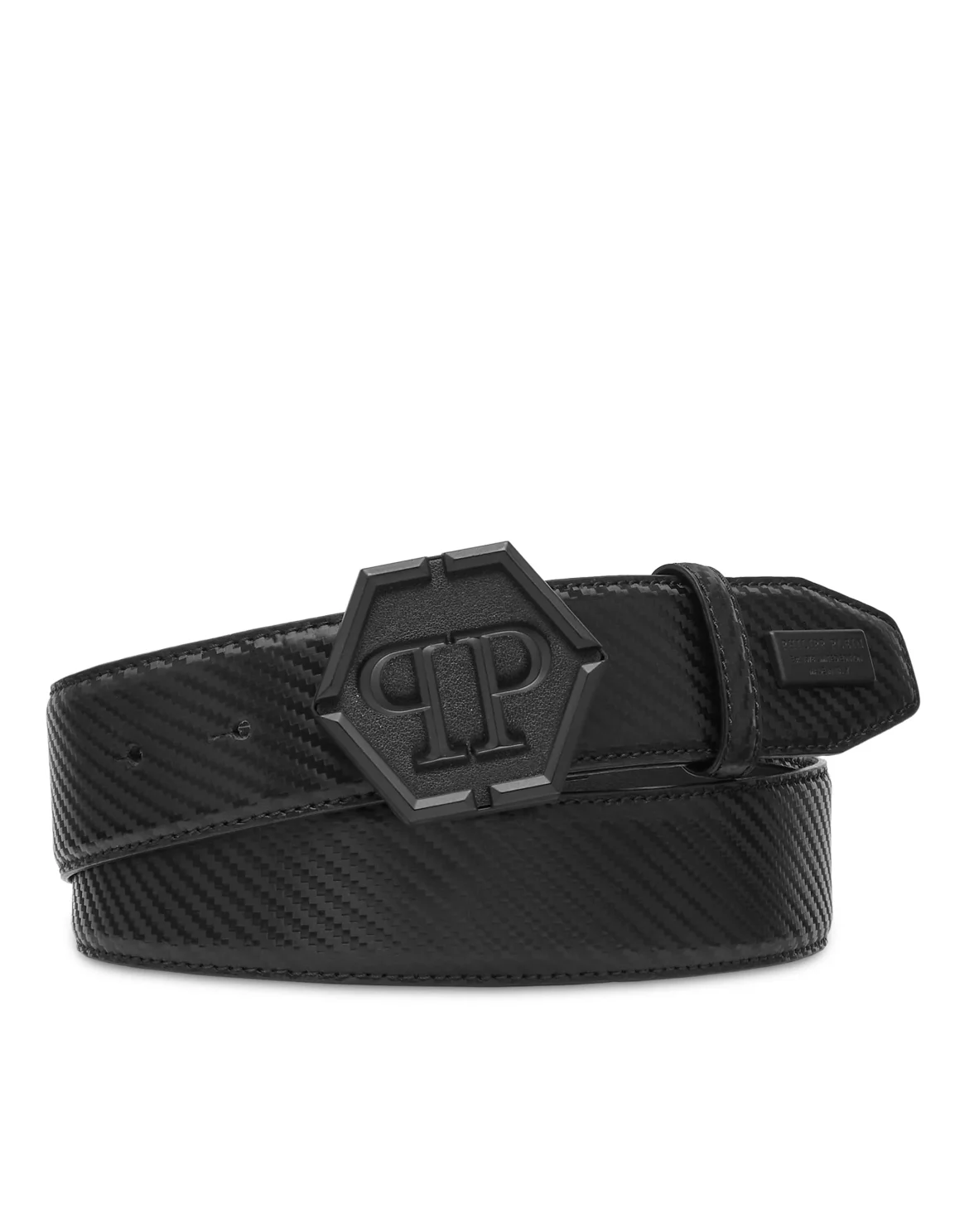 Leather Belt Hexagon, цвет: Черный