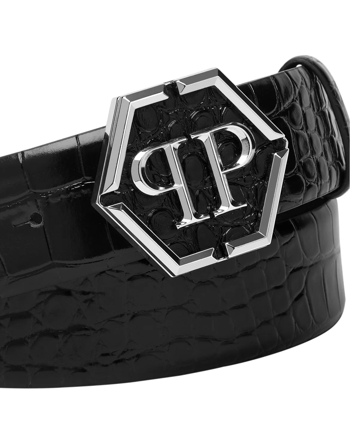 Leather Belt Hexagon, цвет: Черный
