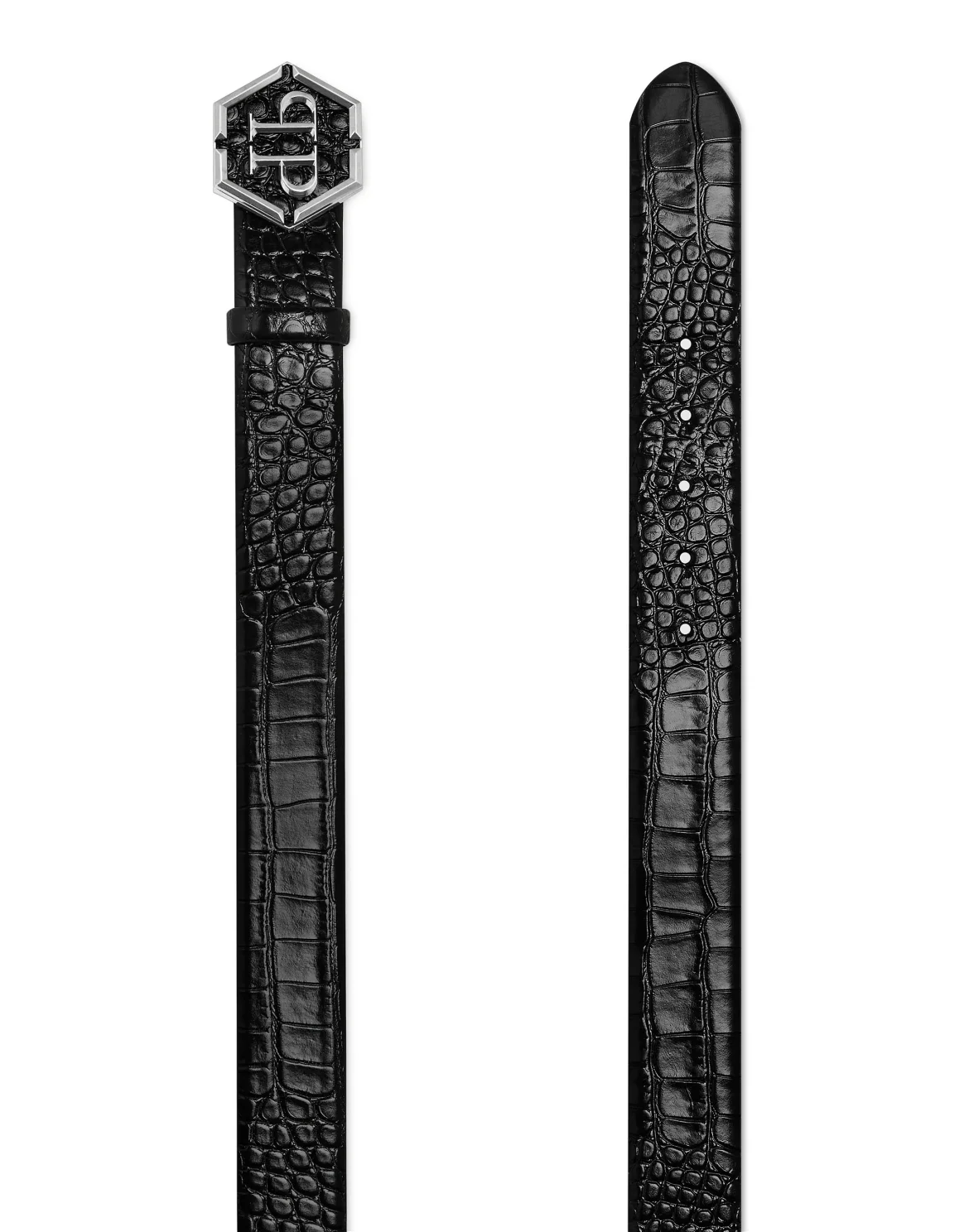 Leather Belt Hexagon, цвет: Черный