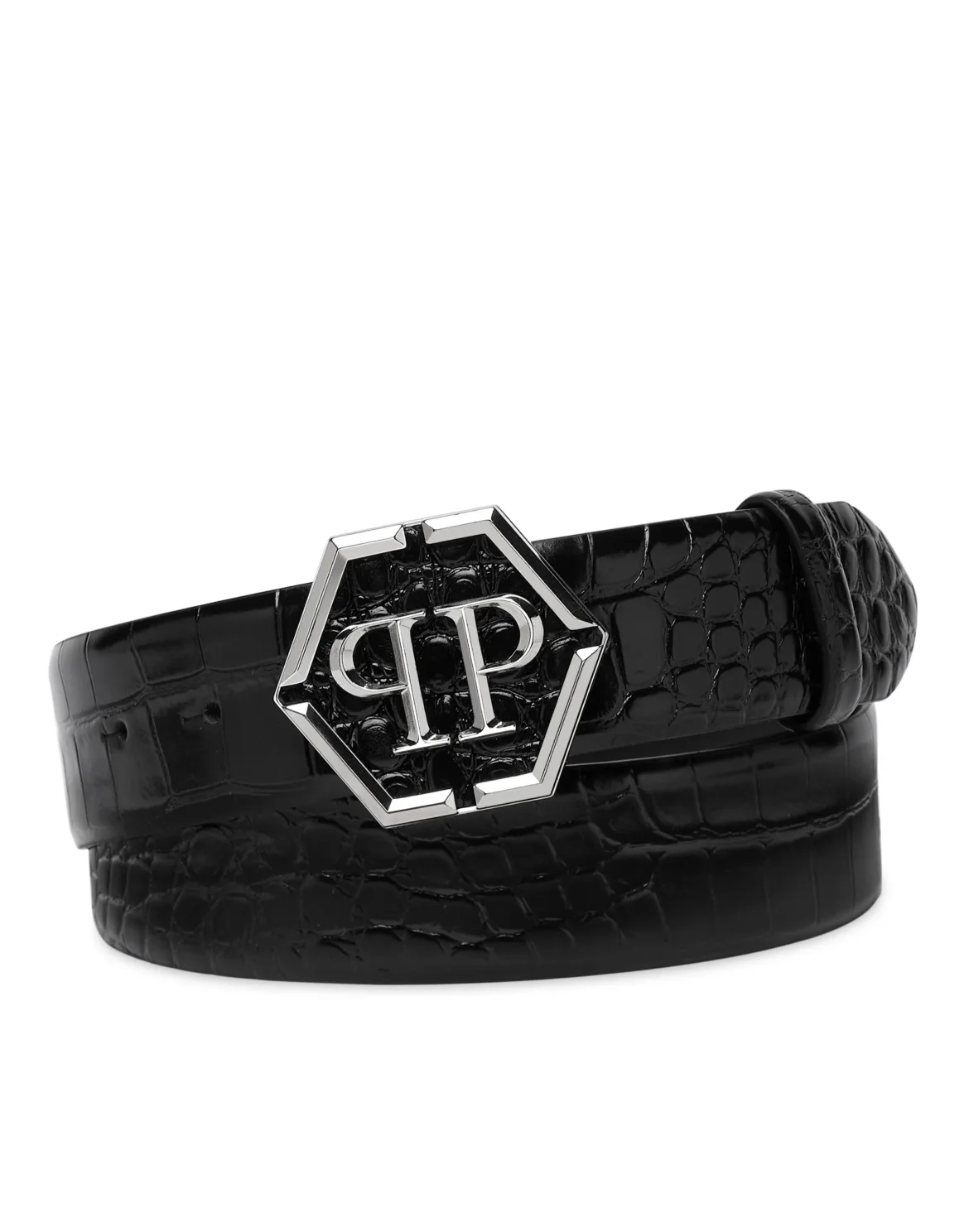 Leather Belt Hexagon, цвет: Черный
