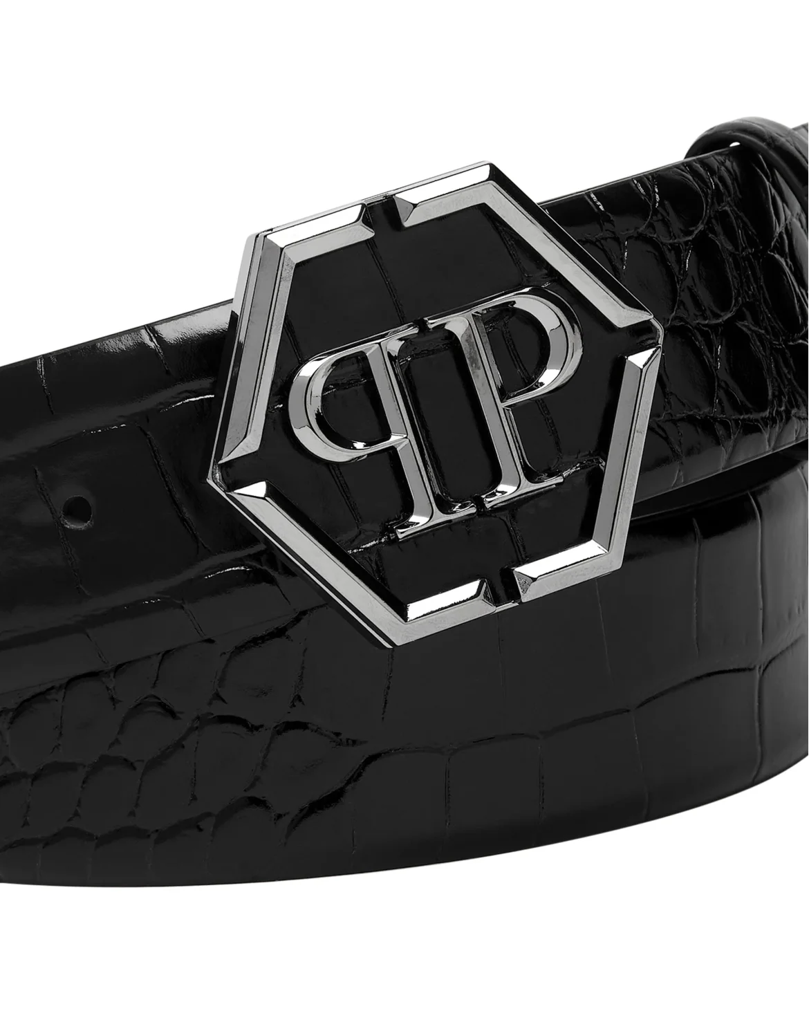 Leather Belt Hexagon, цвет: Черный