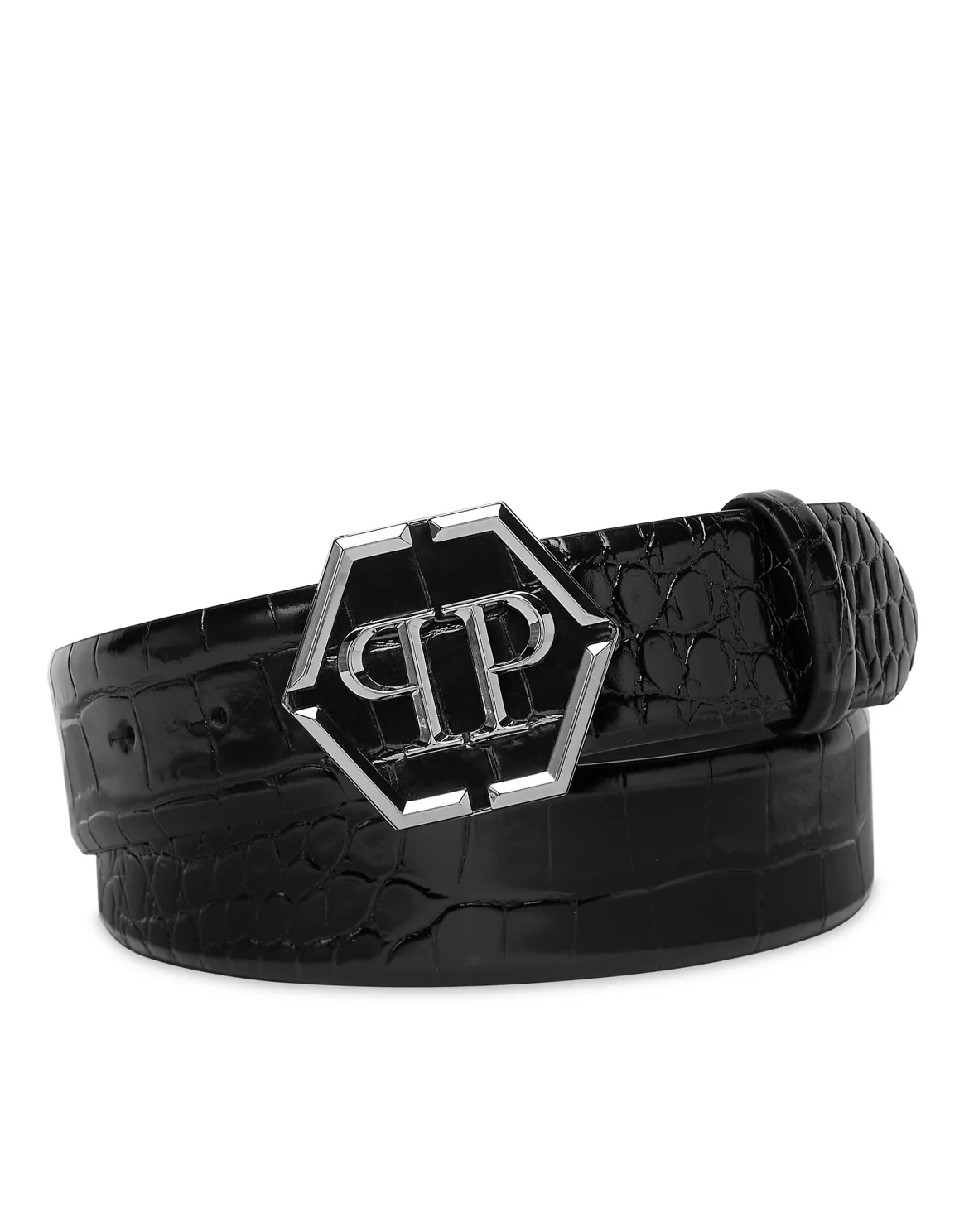 Leather Belt Hexagon, цвет: Черный