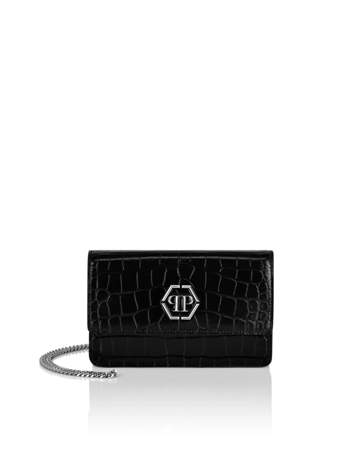 Clutch Croco Print Hexagon, цвет: Черный