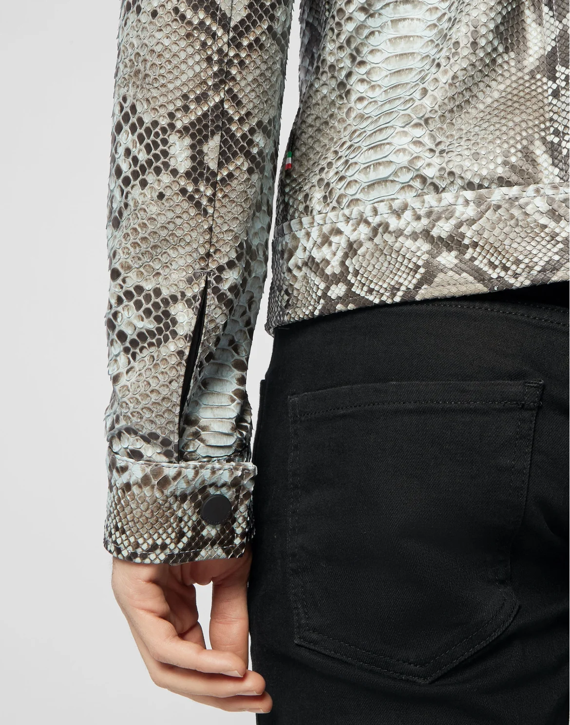 Python Leather Bomber Skull, цвет: Серый