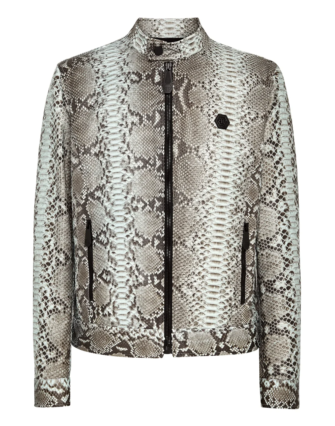 Python Leather Bomber Skull, цвет: Серый
