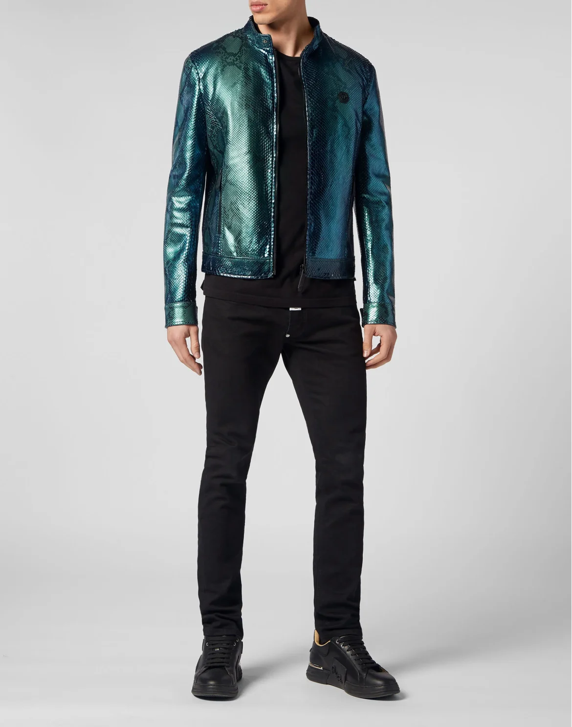 Python Leather Bomber Skull, цвет: Зеленый