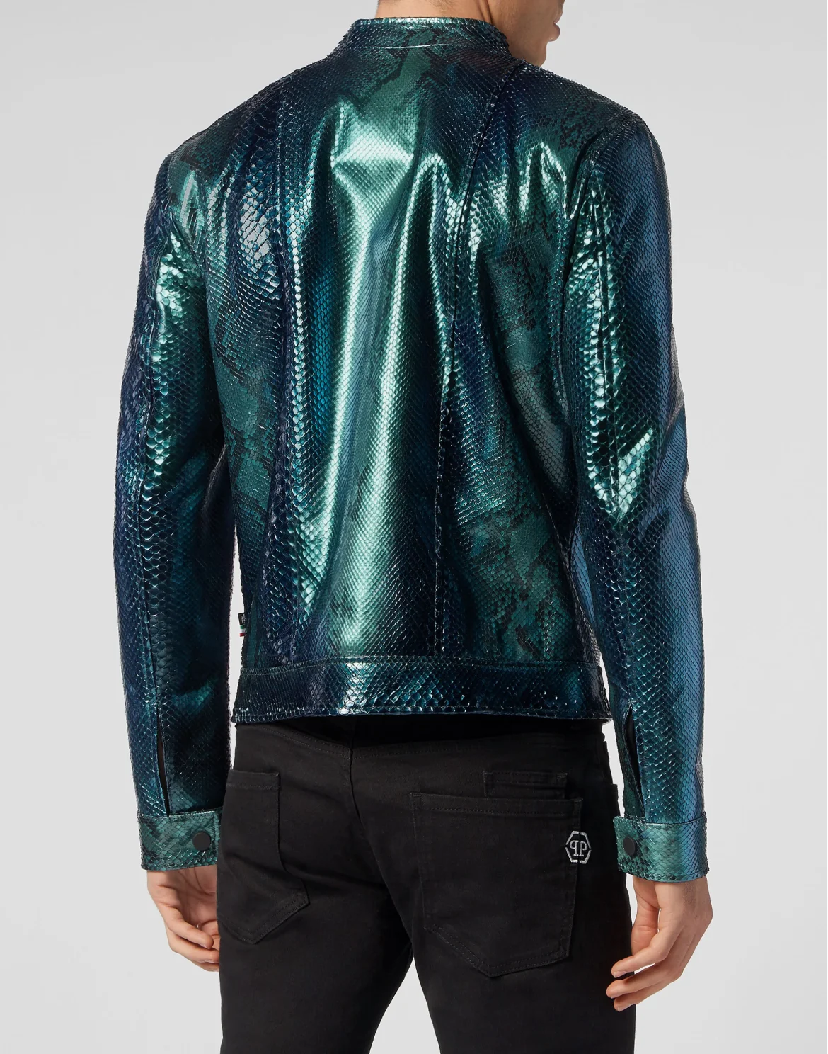 Python Leather Bomber Skull, цвет: Зеленый