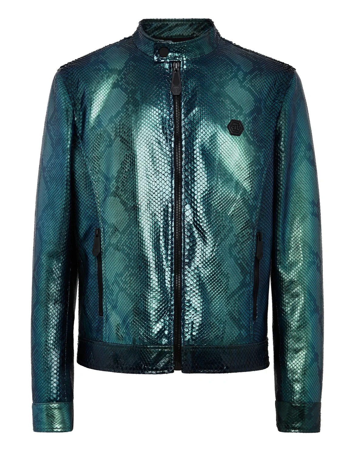 Python Leather Bomber Skull, цвет: Зеленый