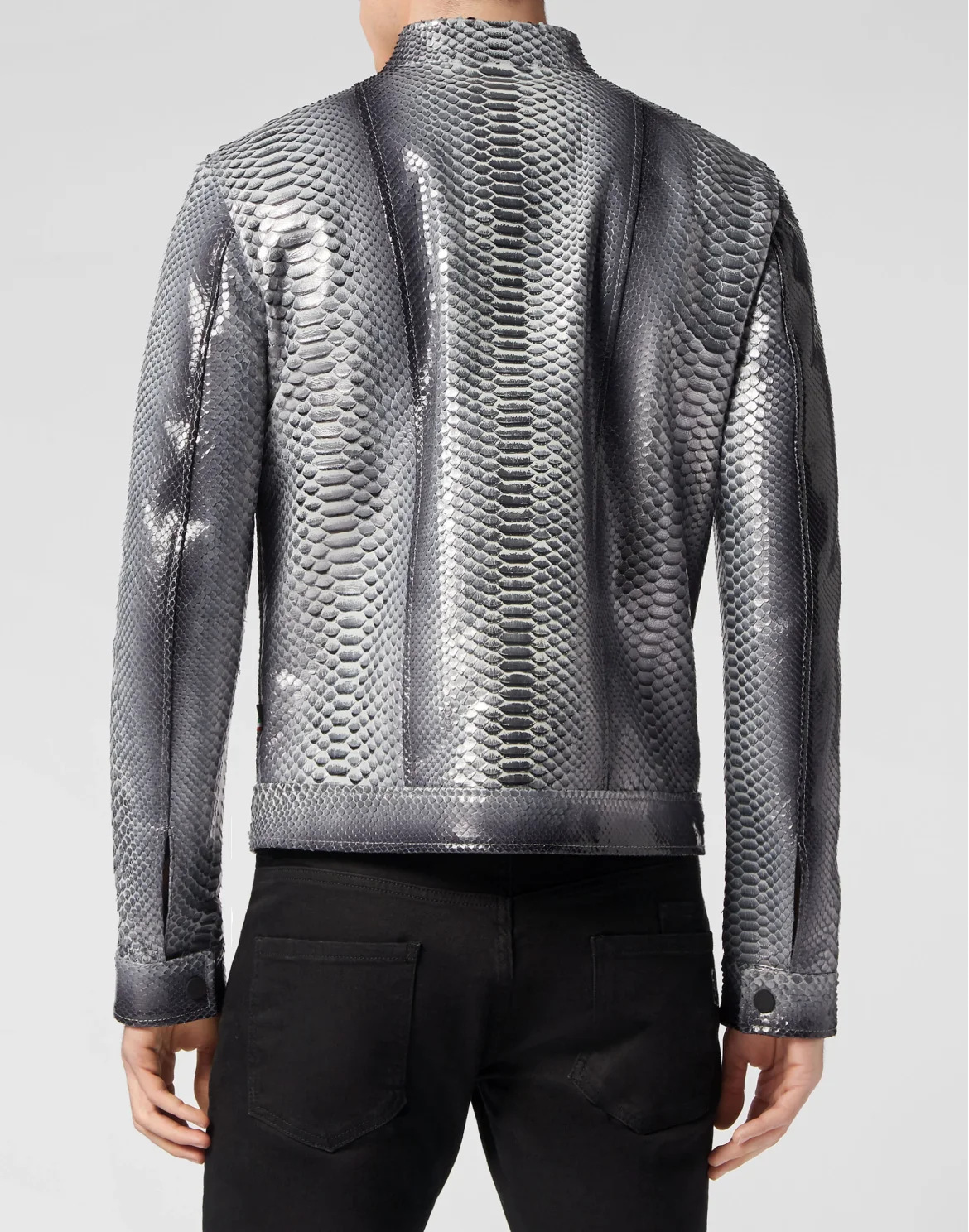 Python Leather Bomber Skull, цвет: Серебристый
