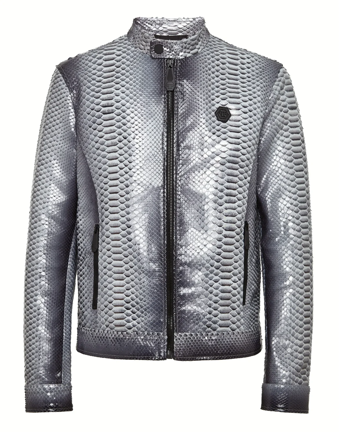 Python Leather Bomber Skull, цвет: Серебристый