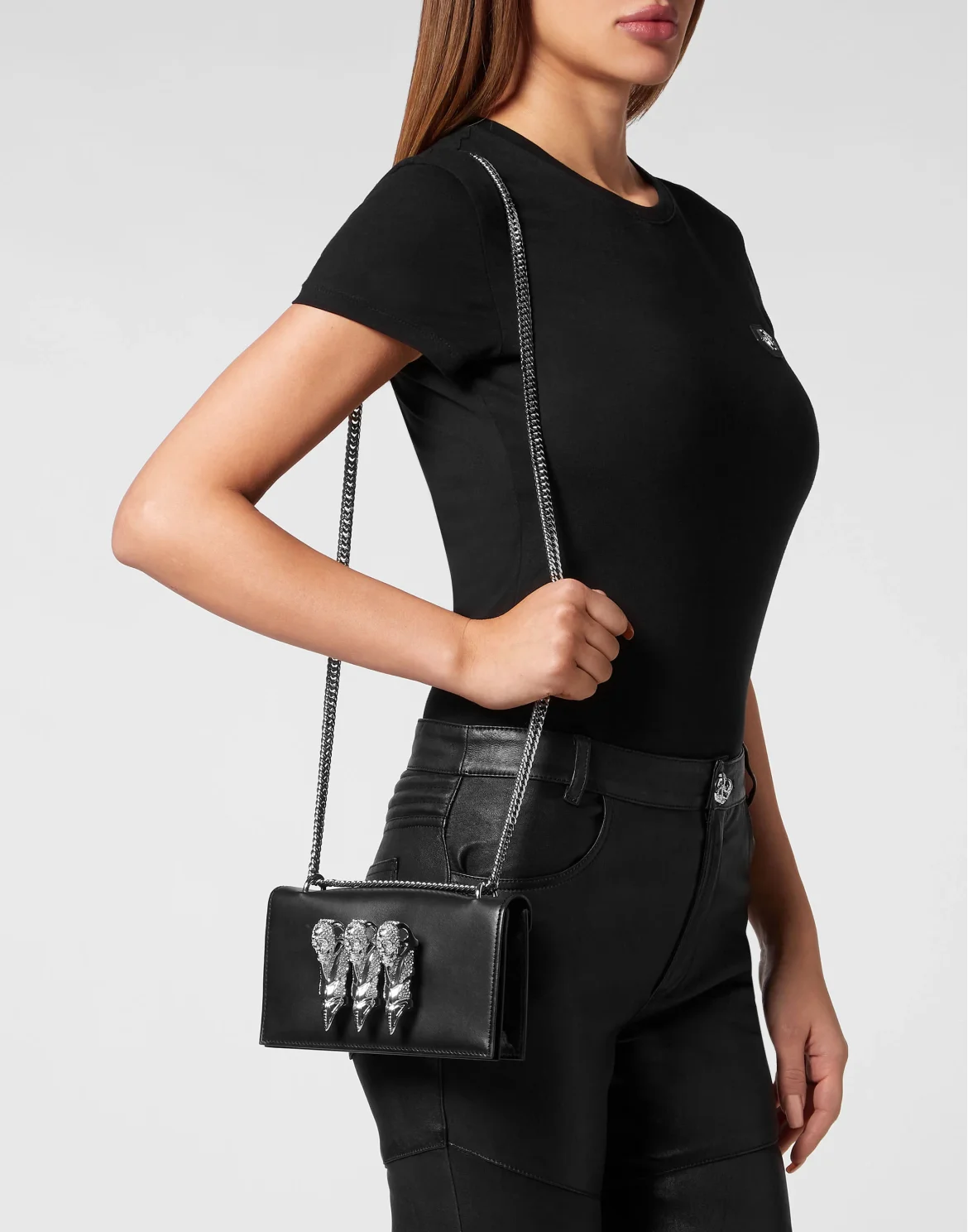 Small Leather Shoulder Bag, цвет: Черный