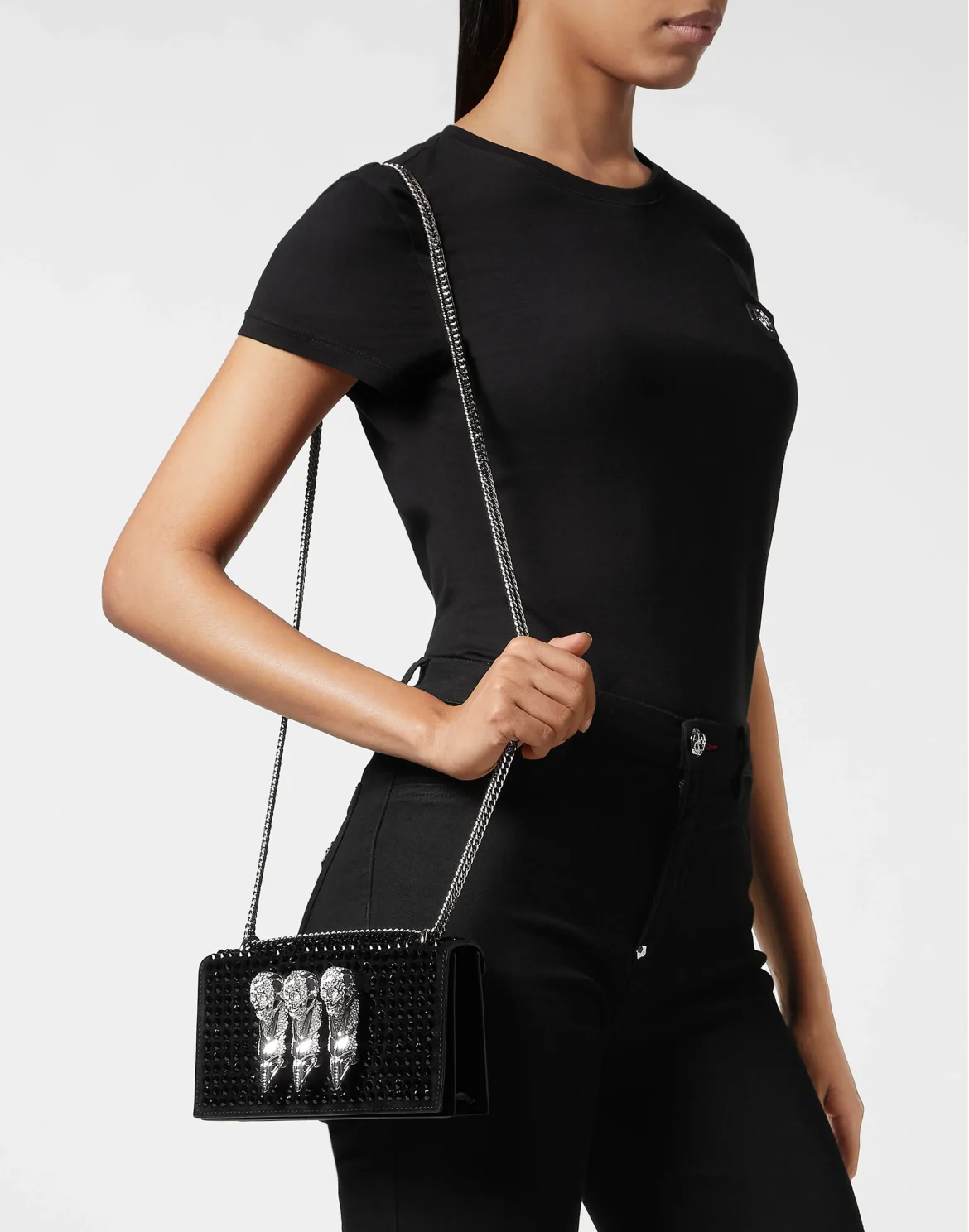 Small Embellished Clutch Eagle, цвет: Черный