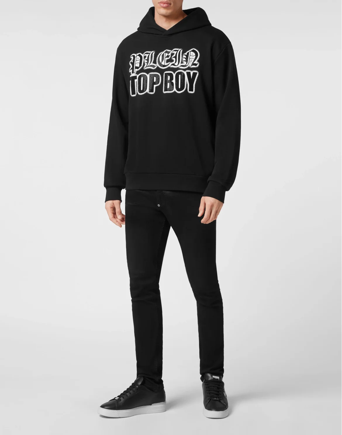 Hoodie Sweatshirt with Crystals, цвет: Черный
