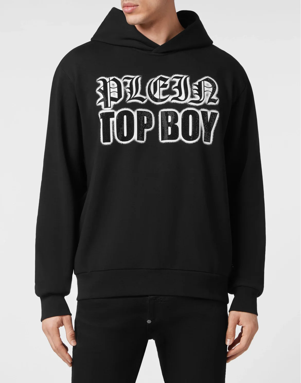 Hoodie Sweatshirt with Crystals, цвет: Черный