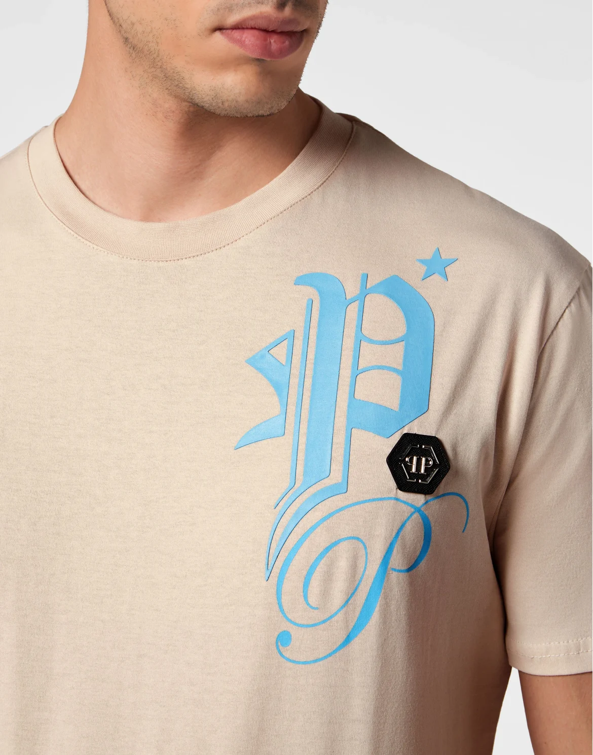 T-shirt Round Neck SS Gothic Plein, цвет: Бежевый