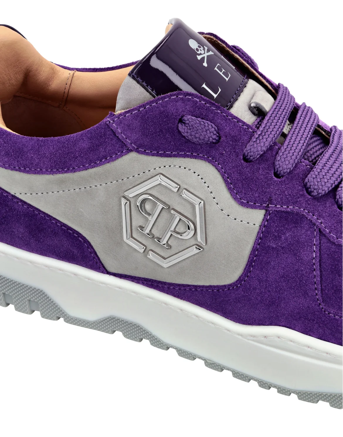 Mix Leather Lo-Top Sneakers, цвет: Серый