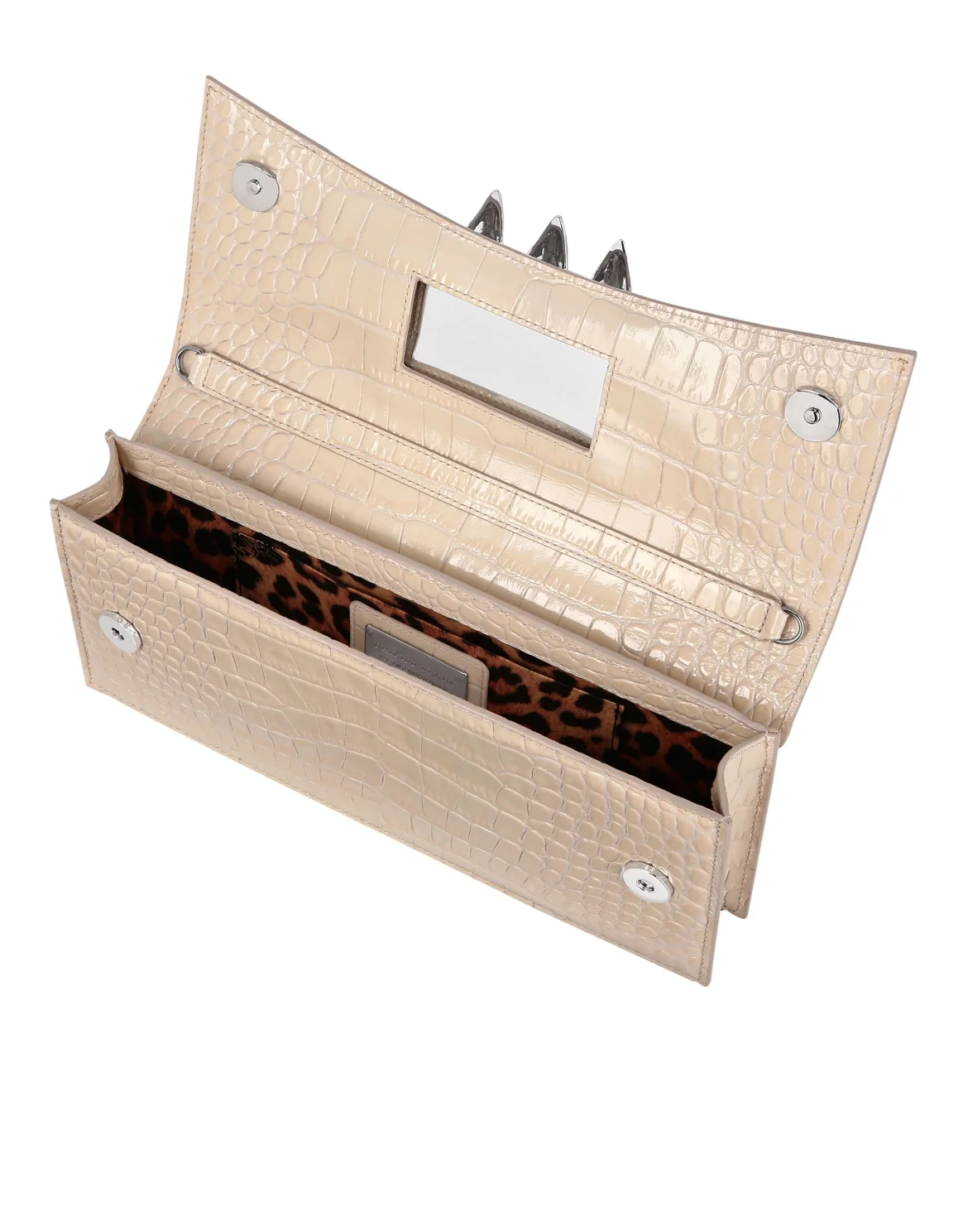 Croco Embossed Baguette Handle Bag Gothic Plein, цвет: Бежевый