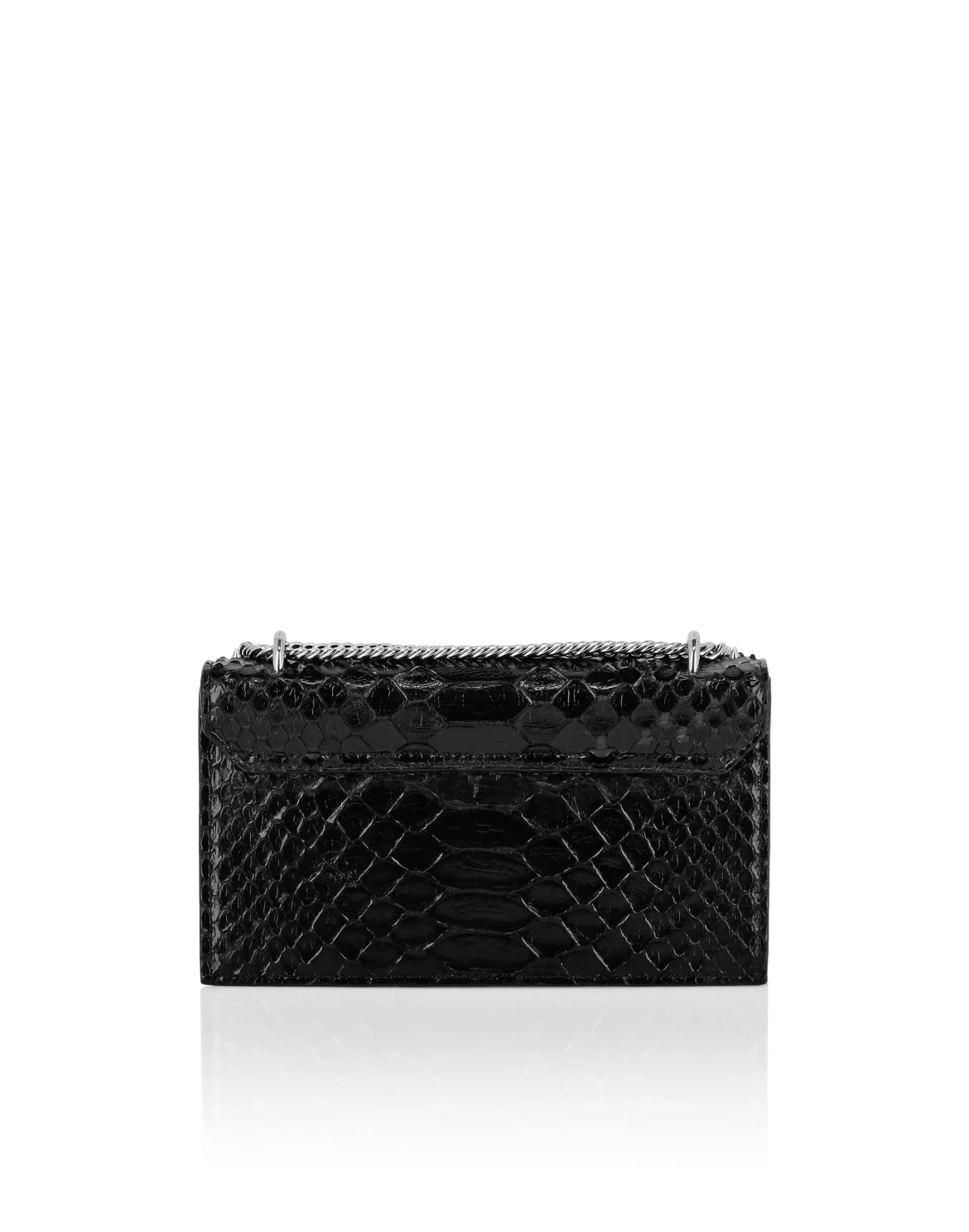 Python Leather Flap Bag Studs, цвет: Черный